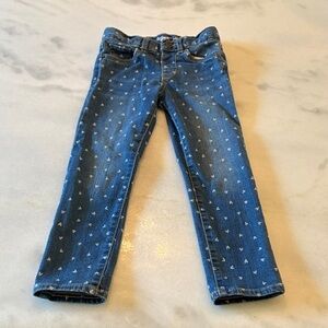 Cat & Jack Blue Jeans with White Heart Pattern 5T